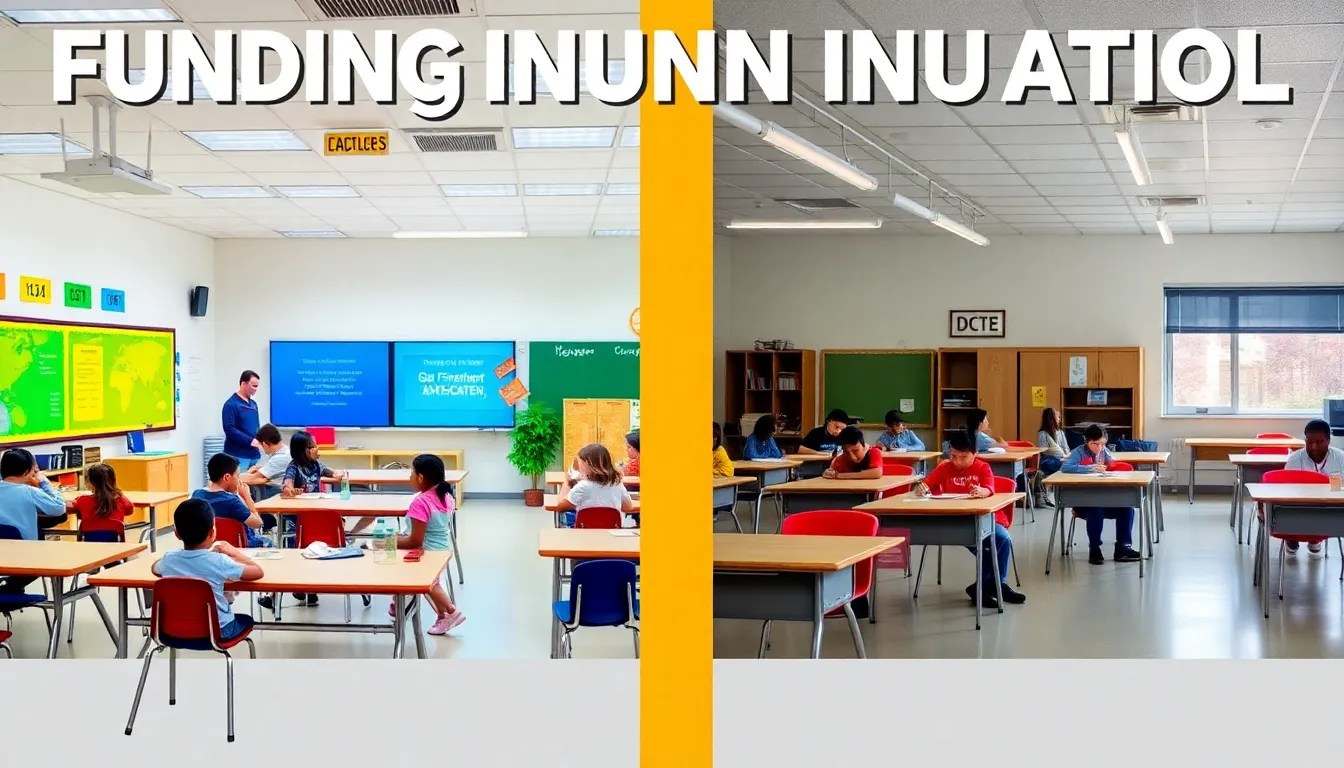 contrast of a well-resourced school and a struggling classroom.